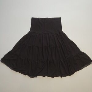 Byer California Brown Tiered Chiffon Skirt Festival Bohemian Whimsy Women Small